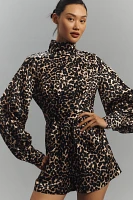 Hope for Flowers by Tracy Reese Long-Sleeve Mock-Neck Leopard Romper