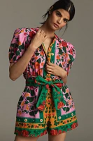 Farm Rio x Anthropologie Tropical Tie-Front Romper