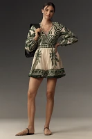 Farm Rio x Anthropologie Long-Sleeve V-Neck Printed Romper