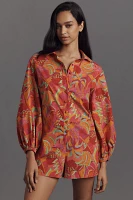 Farm Rio x Anthropologie Long-Sleeve Printed Collared Romper