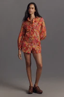 Farm Rio x Anthropologie Long-Sleeve Printed Collared Romper