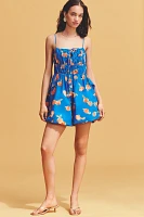Farm Rio x Anthropologie Orange Printed Smocked Sleeveless Romper