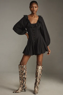 Pilcro Long-Sleeve Ruffled Scoop-Neck Romper