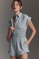 By Anthropologie Button-Front Tie-Waist Romper