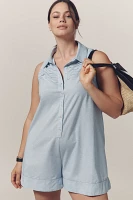 Maeve Sleeveless Shirred Linen Blend Romper