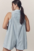 Maeve Sleeveless Shirred Linen Blend Romper