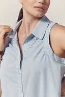 Maeve Sleeveless Shirred Linen Blend Romper