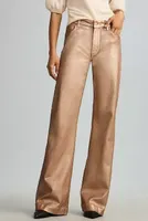 Paige Leenah Metallic High-Rise Wide-Leg Jeans