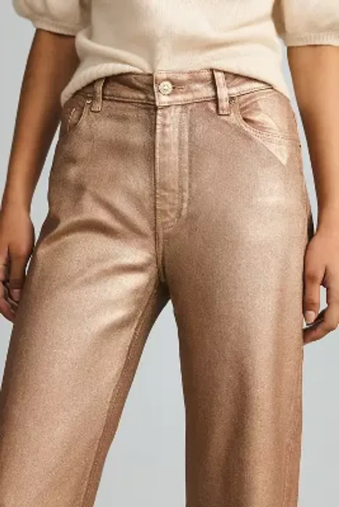 Paige Leenah Metallic High-Rise Wide-Leg Jeans