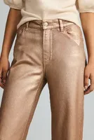 Paige Leenah Metallic High-Rise Wide-Leg Jeans