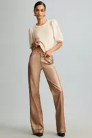 Paige Leenah Metallic High-Rise Wide-Leg Jeans