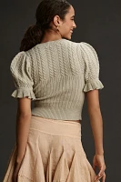 PAIGE Ruffled Short-Sleeve Sweater Top