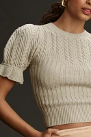 PAIGE Ruffled Short-Sleeve Sweater Top