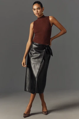 PAIGE Ogden Faux-Leather Midi Skirt