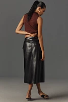 PAIGE Ogden Faux-Leather Midi Skirt