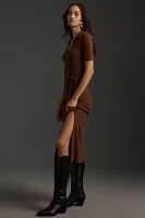 PAIGE Desdemona Short-Sleeve Sweater Midi Dress