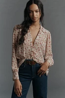 PAIGE Gardener Silk Buttondown Blouse