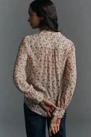 PAIGE Gardener Silk Buttondown Blouse