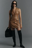 PAIGE Graciella Faux-Leather Button-Front Mini Dress