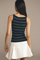 PAIGE Yuelia Boat-Neck Pleated Sweater Tank