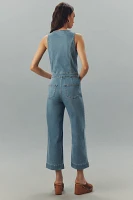 PAIGE Kenny Sleeveless V-Neck Cropped Denim Jumpsuit