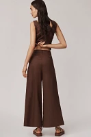 PAIGE Negroni Linen Blend High-Rise Cropped Wide-Leg Pants