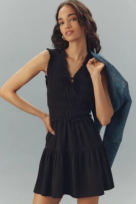 PAIGE Fraise Sleeveless Smocked Mini Dress