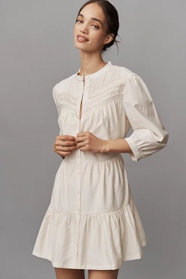 PAIGE Fiume Linen Blend Tiered Mini Dress