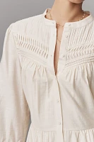 PAIGE Fiume Linen Blend Tiered Mini Dress