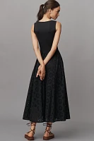 PAIGE Morel Sleeveless Square-Neck Eyelet Midi Dress