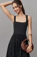 PAIGE Morel Sleeveless Square-Neck Eyelet Midi Dress