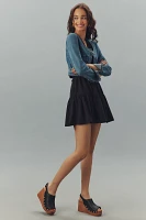 PAIGE Kiara Collarless Scoop-Neck Cropped Denim Jacket