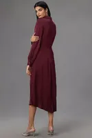 Velvet by Graham & Spencer Long-Sleeve Collared Twist Midi Dress