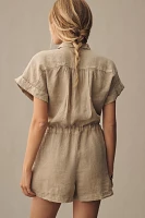 Velvet by Graham & Spencer Clare Short-Sleeve Linen Romper