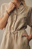 Velvet by Graham & Spencer Clare Short-Sleeve Linen Romper