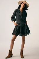 Velvet by Graham & Spencer Barb Long-Sleeve Eyelet Mini Dress