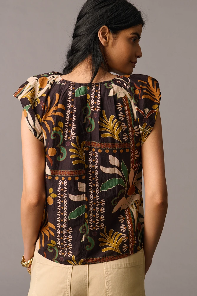 Velvet by Graham & Spencer Camille Flutter-Sleeve Blouse