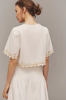 Rails Cataluna Short-Sleeve Embroidered Cropped Top