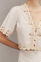 Rails Cataluna Short-Sleeve Embroidered Cropped Top