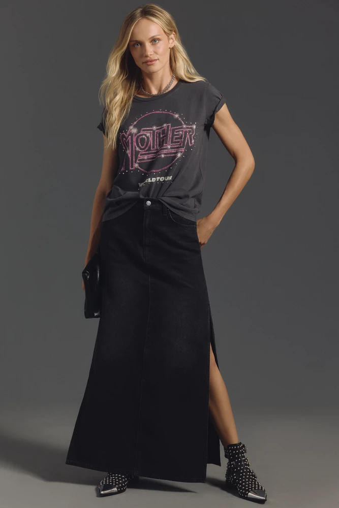 MOTHER The Fun Dip Slice Denim Maxi Skirt