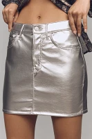 MOTHER The Vagabond Zip Faux-Leather Mini Skirt