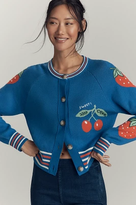 MOTHER The Crop Rib Crew-Neck Cardigan Sweater