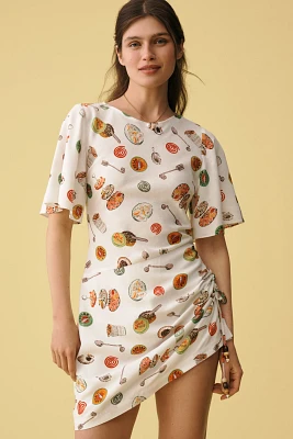 Lisa Says Gah Belle Linen-Cotton Bell-Sleeve Mini Dress