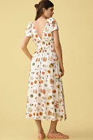 Lisa Says Gah Monroe Linen-Cotton V-Neck Midi Dress