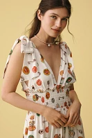 Lisa Says Gah Monroe Linen-Cotton V-Neck Midi Dress