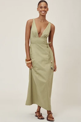 Lisa Says Gah Marissa Linen-Cotton Sleeveless Midi Dress