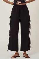 Lisa Says Gah Evelyn Linen-Blend Tie Pants