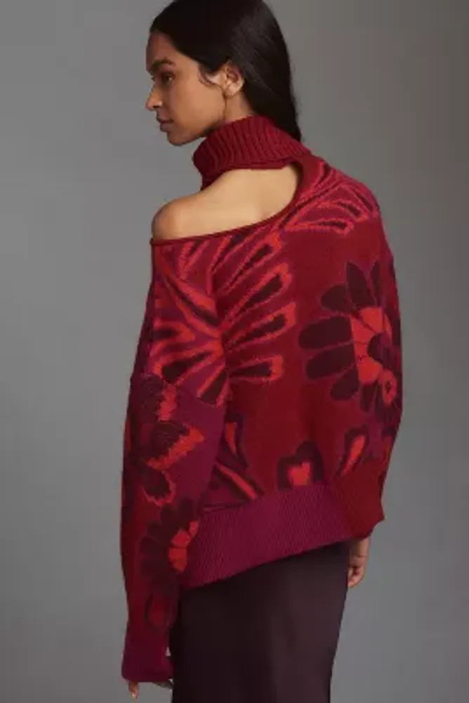 Farm Rio Shoulder-Cutout Knit Sweater