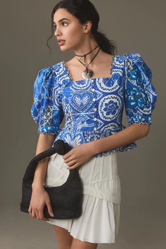 Farm Rio Tile Dream Short-Sleeve Blouse