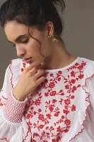 Farm Rio Long-Sleeve Embroidered Blouse